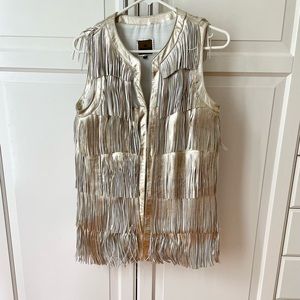 NWOT Gil Santucci leather fringe vest M